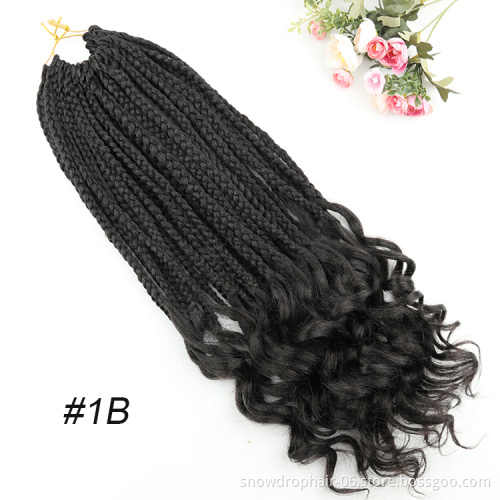 Julianna 14 18 24 Inch Ombre Black Brown Crochet Braids Synthetic Braiding Hair Extensions Box Braids With Curly End